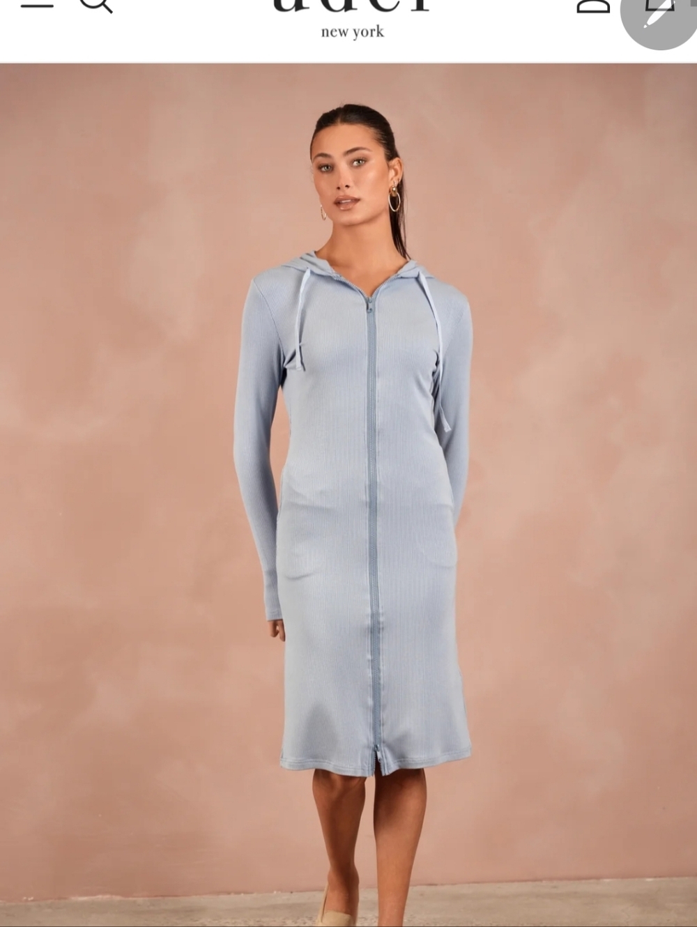 NwT Ribbed Zip-Up Hoodie Dress in Light Blue
